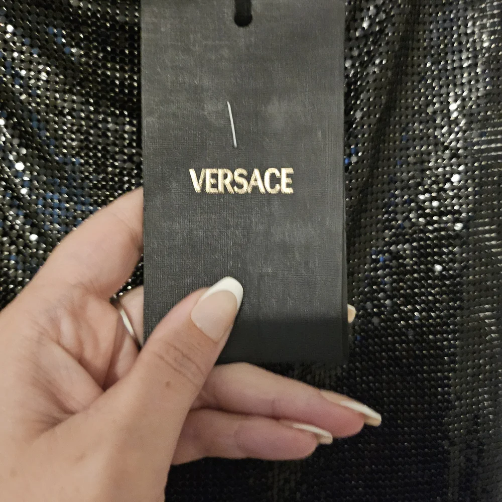 Versace Black Metallic Mesh Dress - Picture 4 of 7
